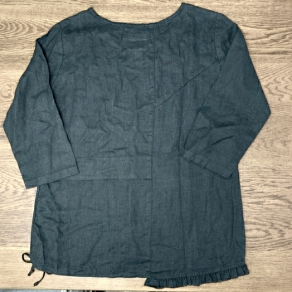 ✨ - Nooshin Femme sz s Black Linen Blend Top - Picture 4 of 5